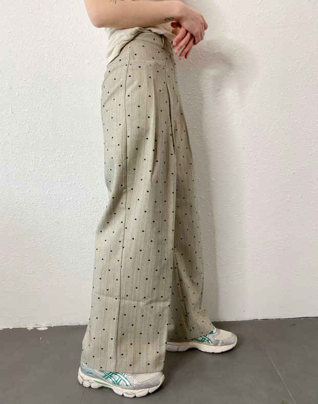 Heart Print Herringbone Slack #250332